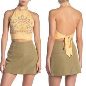 NEW FREE PEOPLE Yellow Beaded GOA Crop Top Tank